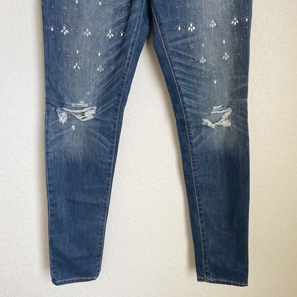 Abercrombie & Fitch Jeans Womens Size 4/27 Dark Wash Skinny Embellished Spring - Picture 3 of 11